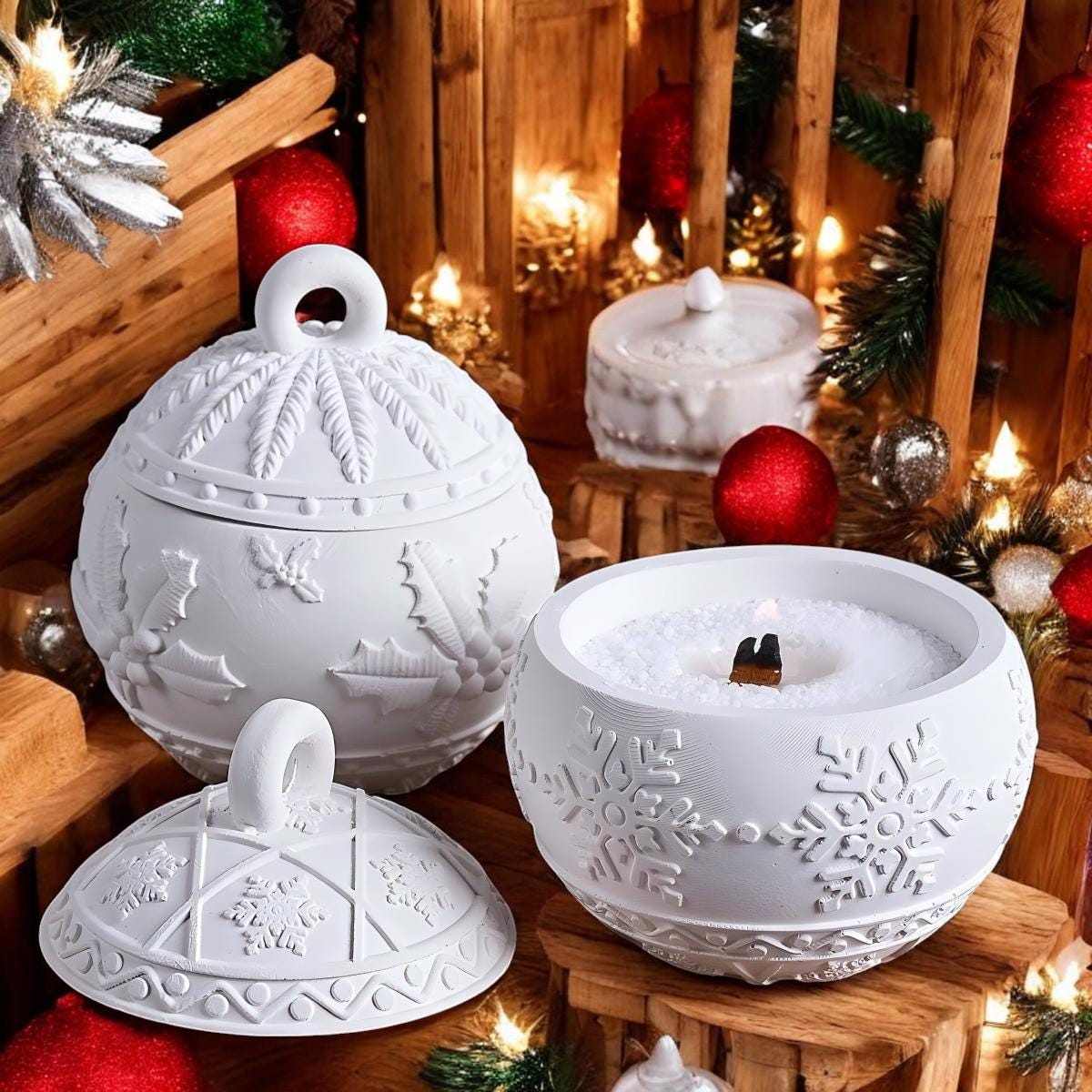 Silikon Gießform, Weihnachtsdose, Weihnachtskugel