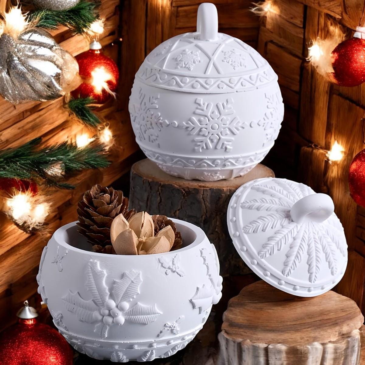 Silikon Gießform, Weihnachtsdose, Weihnachtskugel