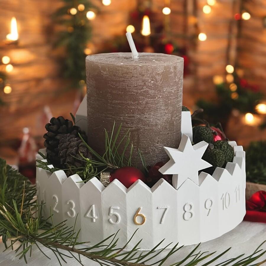 Silikonform, Gießform, Gemütlich, Adventkalender, Zahlen 1 -31, ewiger Kalender, Weihnachten,