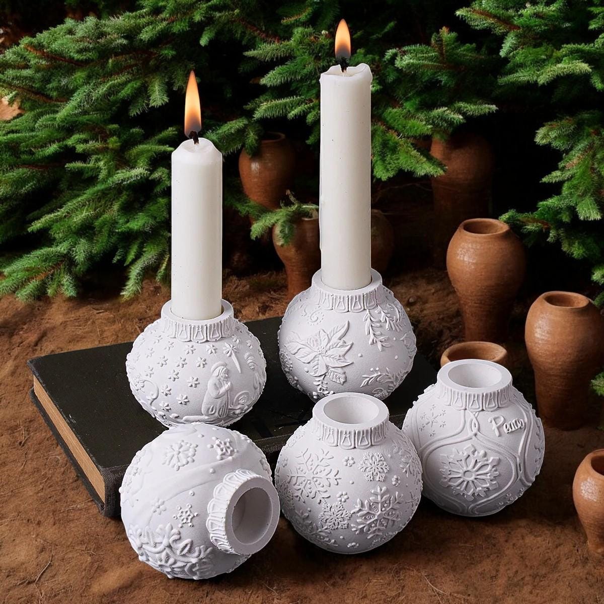 Silikon Gießform Kugel-Kerzenständer | Weihnachtskugel-Form | Für Raysin, Beton, Keraflott & Epoxidharz | Wiederverwendbar