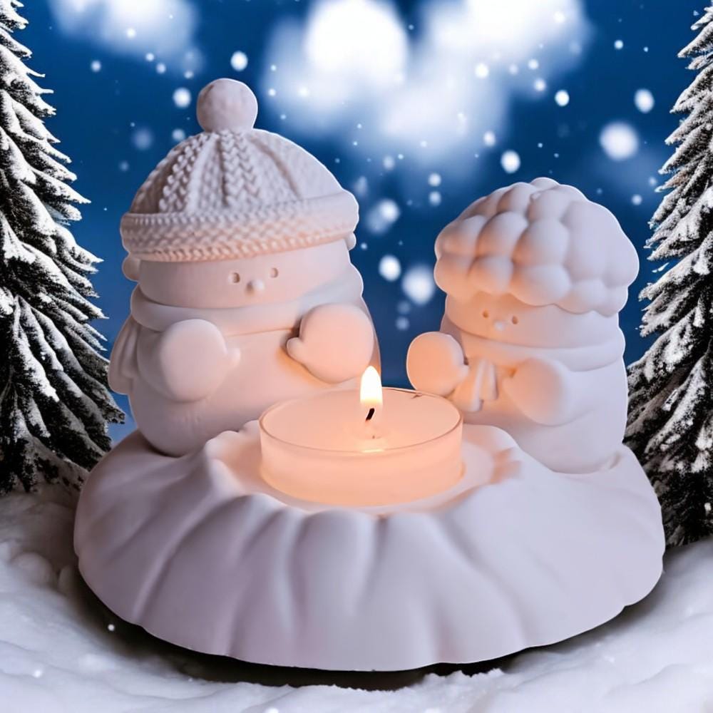Silikon Gießform, Silikonform, Schneemann am Lagerfeuer, Raysin, Keraflott