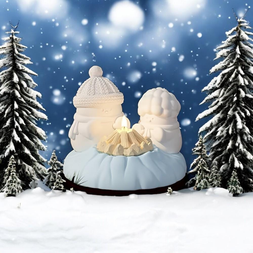 Silikon Gießform, Silikonform, Schneemann am Lagerfeuer, Raysin, Keraflott