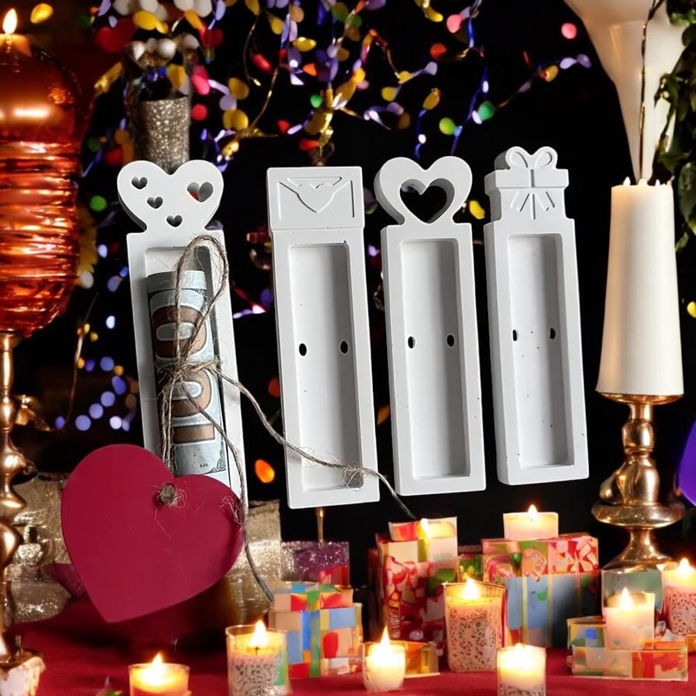 Silikonform, Silikongießform, Gießform, Giessform Silikon, 4 Schokoladehalter, Geldscheinverpackung, Geschenkverpackung