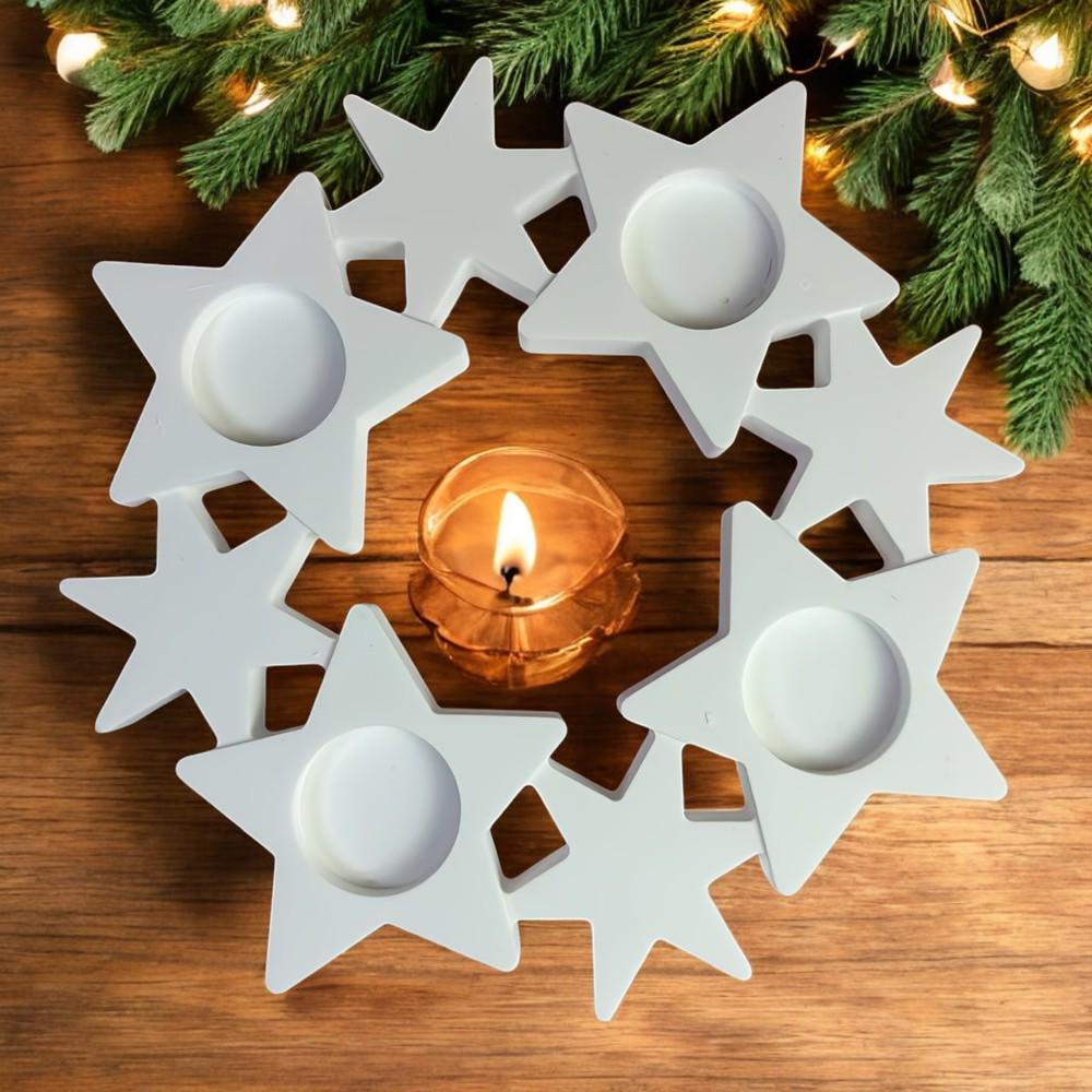 Silikonform Adventskranz – 3D Gießform mit 4 Teelicht-Halterungen, robust & flexibel, für Raysin/Keraflott/Gips/Beton, Weihnachtsdeko DIY