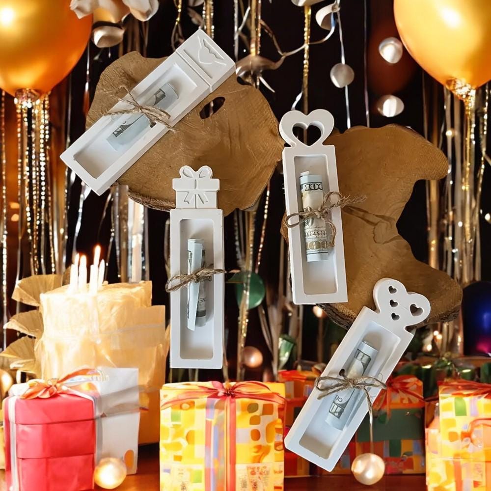 Silikonform, Silikongießform, Gießform, Giessform Silikon, 4 Schokoladehalter, Geldscheinverpackung, Geschenkverpackung