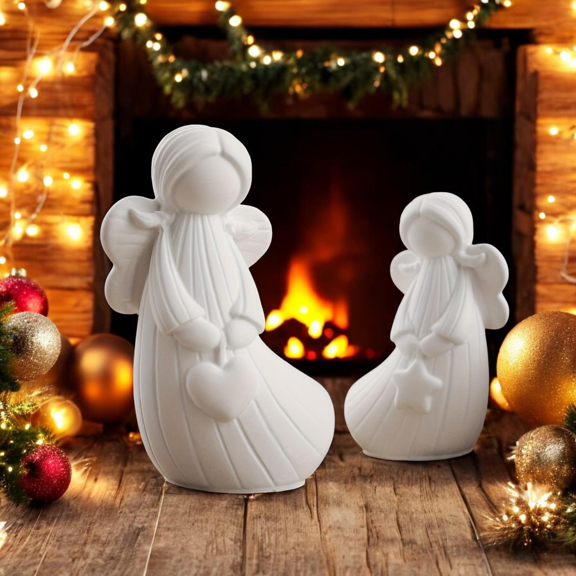 Silikonform Engel Weihnachten – 2 Gießformen (Herz + Stern) in 2 Größen | DIY Gießform | Weihnachtsdeko & Geschenkidee