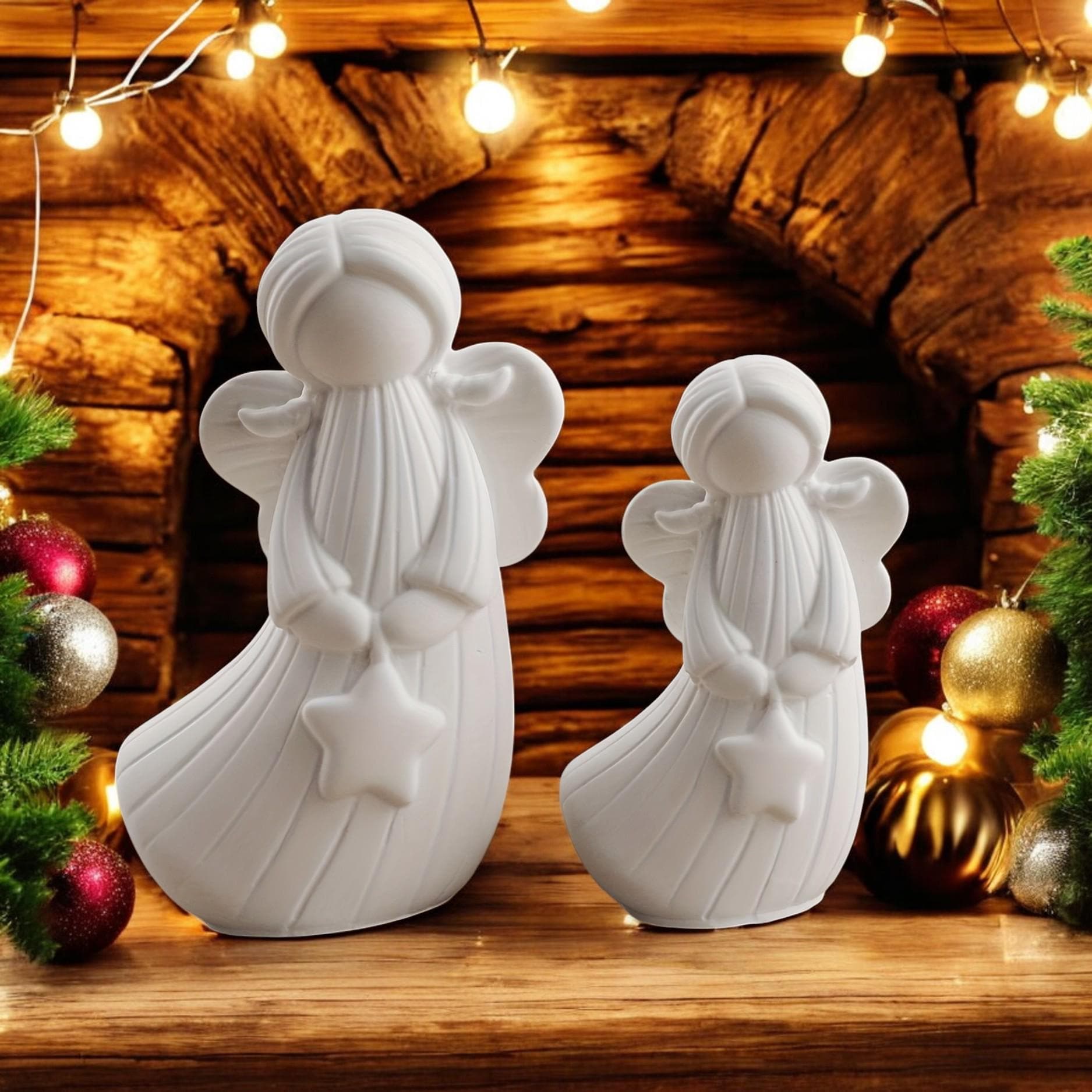 Silikonform Engel Weihnachten – 2 Gießformen (Herz + Stern) in 2 Größen | DIY Gießform | Weihnachtsdeko & Geschenkidee