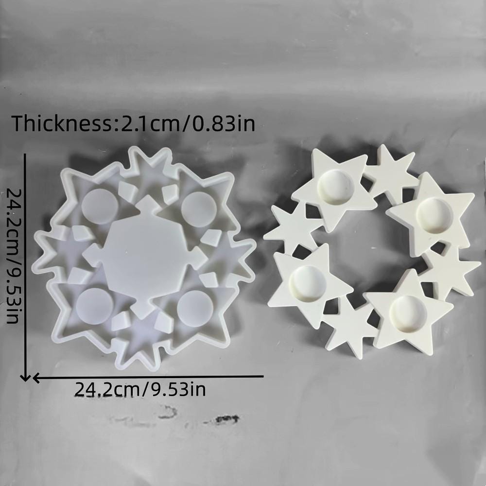 Silikonform Adventskranz – 3D Gießform mit 4 Teelicht-Halterungen, robust & flexibel, für Raysin/Keraflott/Gips/Beton, Weihnachtsdeko DIY