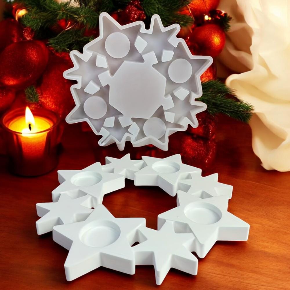 Silikonform Adventskranz – 3D Gießform mit 4 Teelicht-Halterungen, robust & flexibel, für Raysin/Keraflott/Gips/Beton, Weihnachtsdeko DIY