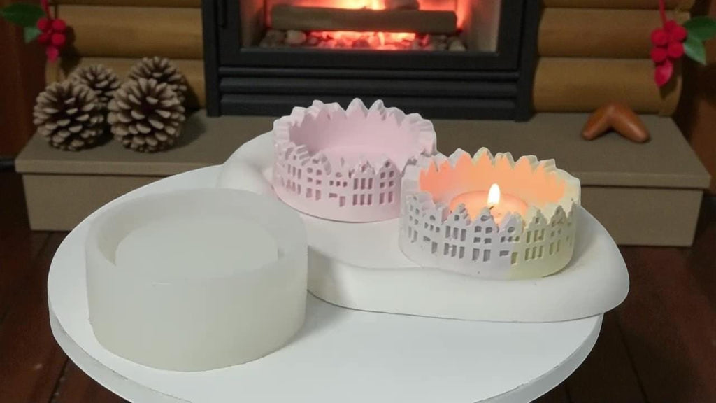 Silikon Gießform rundes Lichthaus 9x4 cm – Kerzenhalter/Schale für Raysin, Keraflott & Beton