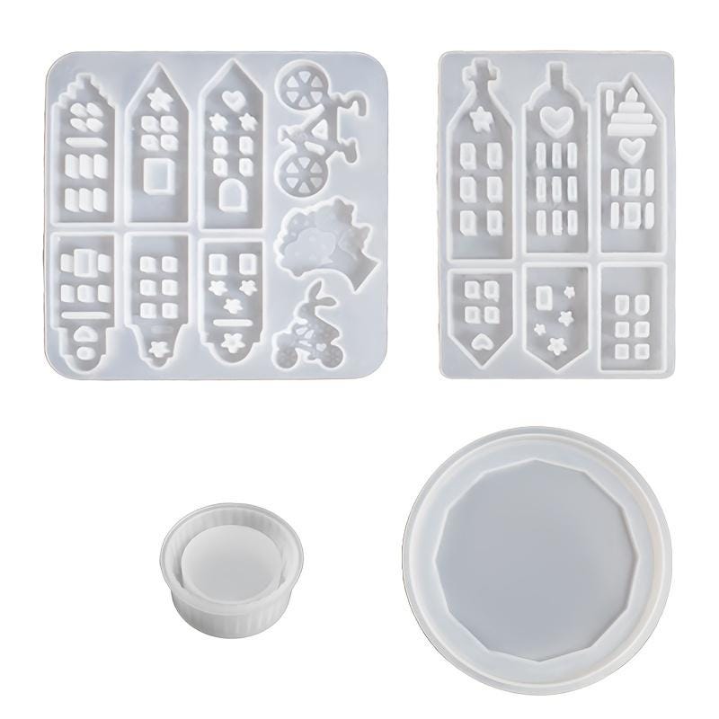 Silikon Gießform, Giessform Silikon, Licht Haus, Set 4 Formen, von Landschaft gestalten, Raysin, Keraflott
