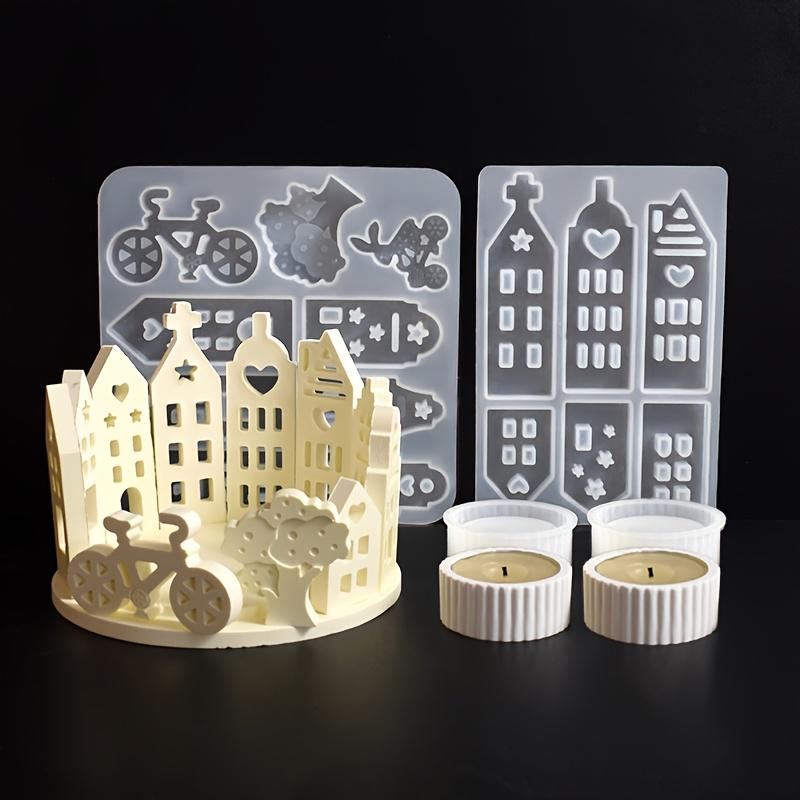 Silikon Gießform, Giessform Silikon, Licht Haus, Set 4 Formen, von Landschaft gestalten, Raysin, Keraflott