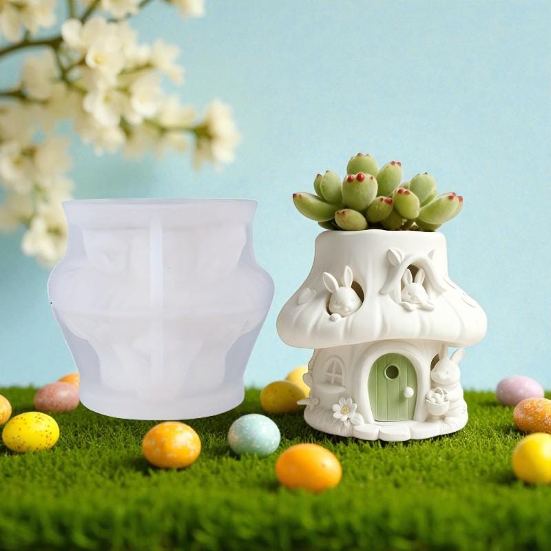 Silikon Gießform Osterhaus Pflanzgefäß – Blumentopf Form für Beton, Raysin & Keraflott, Osterdeko