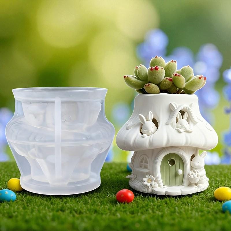 Silikon Gießform Osterhaus Pflanzgefäß – Blumentopf Form für Beton, Raysin & Keraflott, Osterdeko