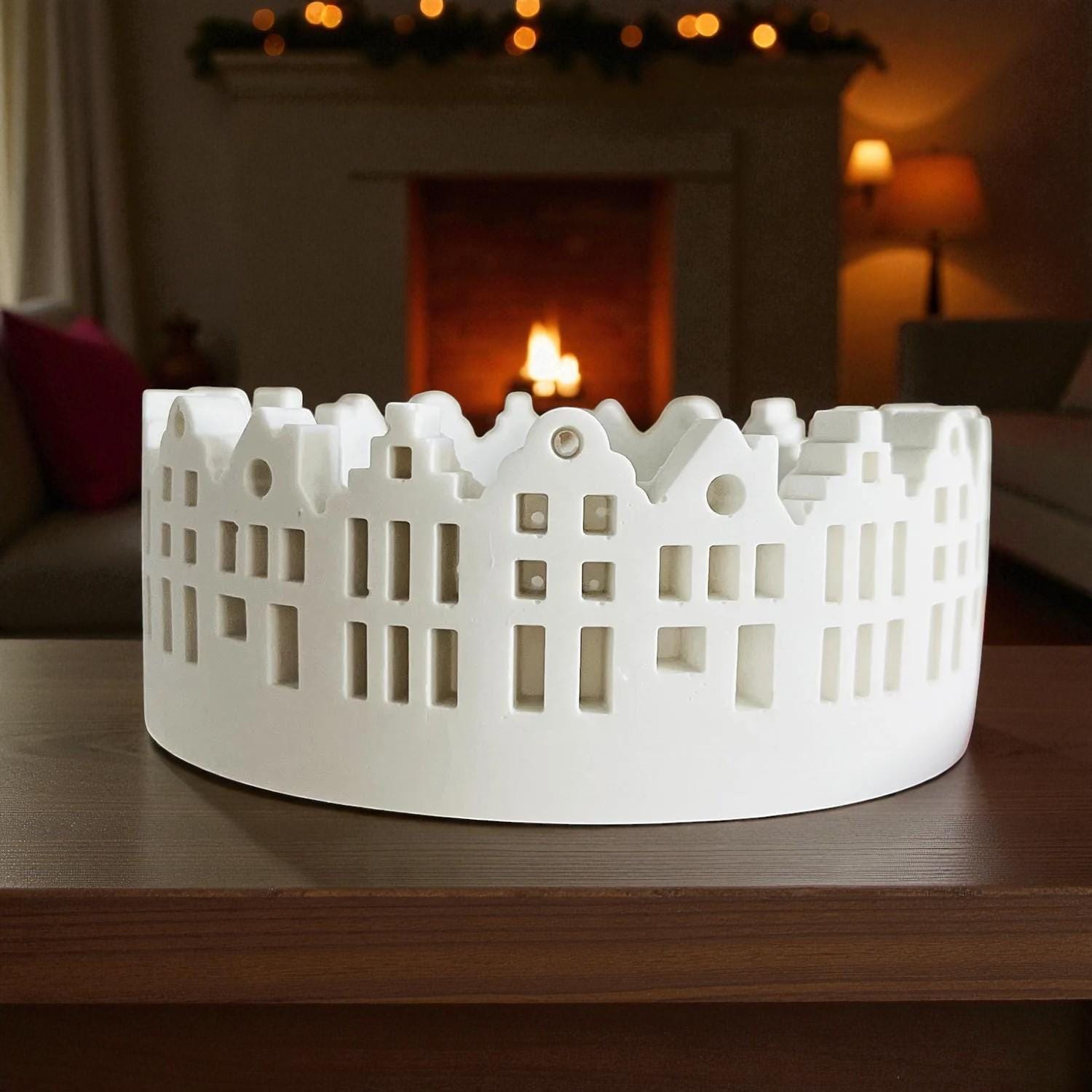 Silikon Gießform rundes Lichthaus groß 14 x 6 cm | Laternenhaus Schale Kerzenhalter für Raysin Keraflott Beton