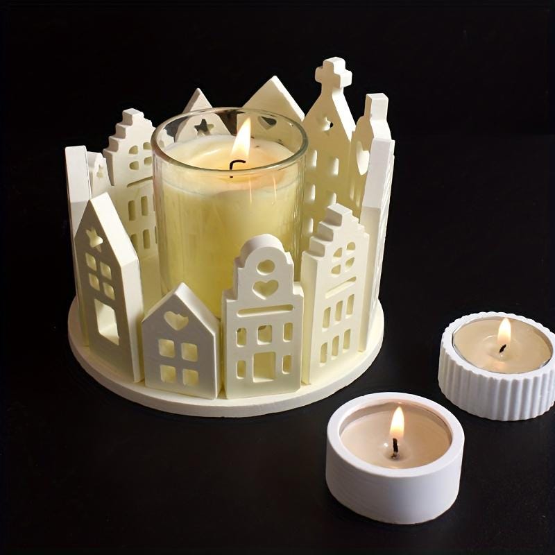 Silikon Gießform, Giessform Silikon, Licht Haus, Set 4 Formen, von Landschaft gestalten, Raysin, Keraflott