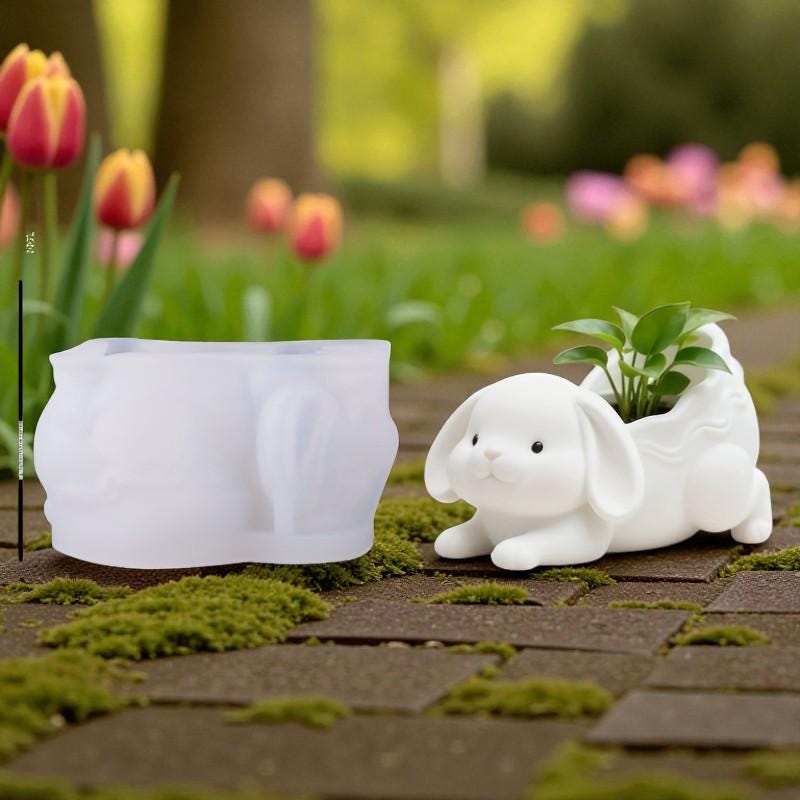 Silikon Gießform Osterhase Pflanzgefäß – Hasen Blumentopf Form für Beton, Raysin & Keraflott, Osterdeko DIY