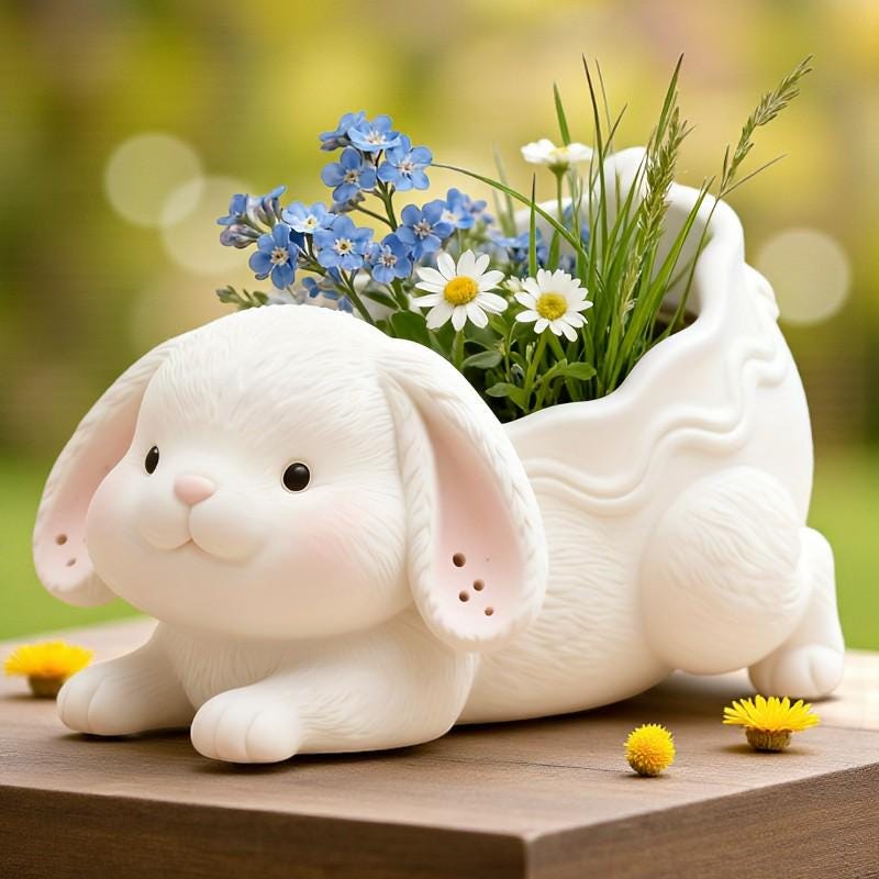 Silikon Gießform Osterhase Pflanzgefäß – Hasen Blumentopf Form für Beton, Raysin & Keraflott, Osterdeko DIY
