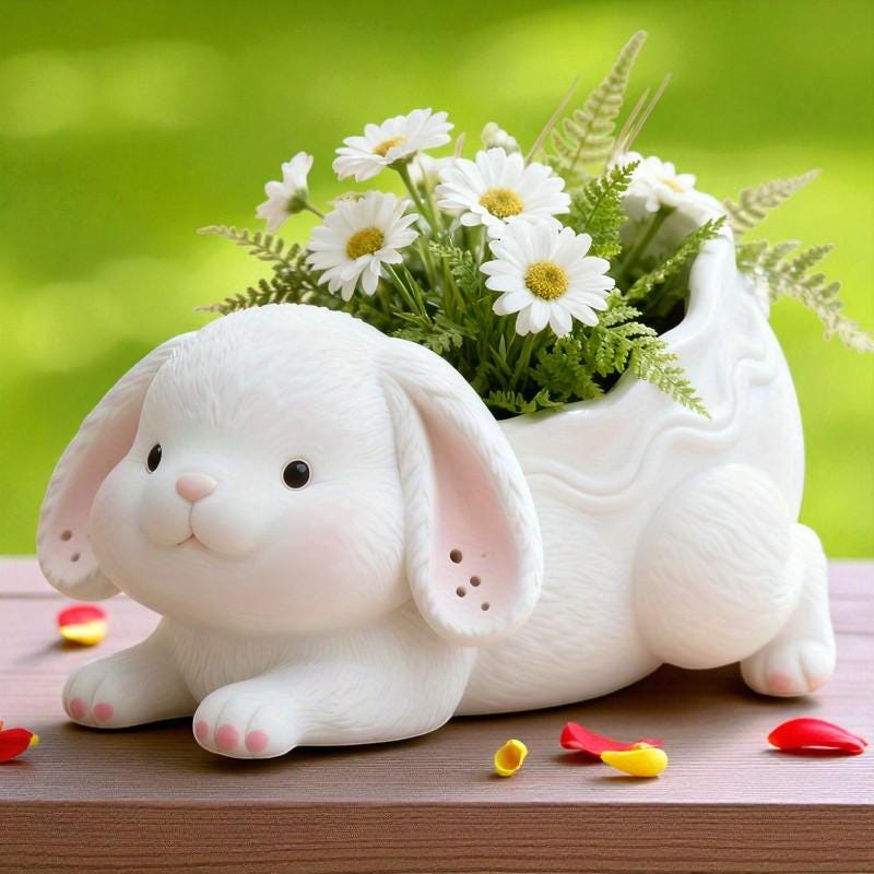Silikon Gießform Osterhase Pflanzgefäß – Hasen Blumentopf Form für Beton, Raysin & Keraflott, Osterdeko DIY