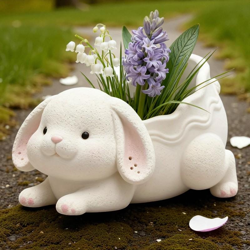 Silikon Gießform Osterhase Pflanzgefäß – Hasen Blumentopf Form für Beton, Raysin & Keraflott, Osterdeko DIY