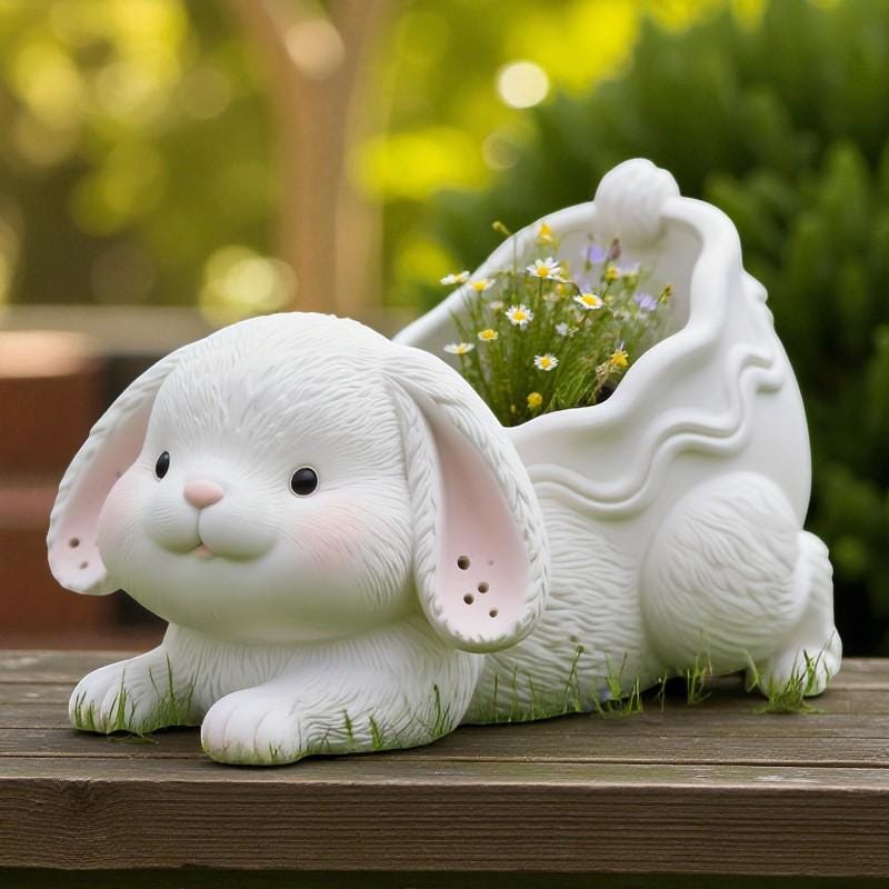 Silikon Gießform Osterhase Pflanzgefäß – Hasen Blumentopf Form für Beton, Raysin & Keraflott, Osterdeko DIY