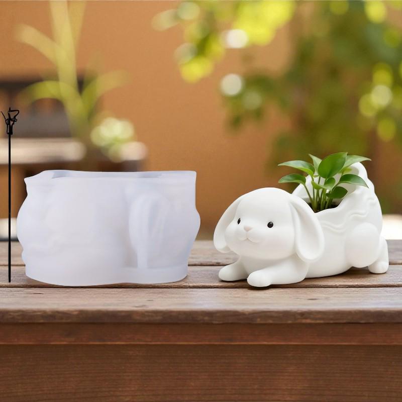 Silikon Gießform Osterhase Pflanzgefäß – Hasen Blumentopf Form für Beton, Raysin & Keraflott, Osterdeko DIY