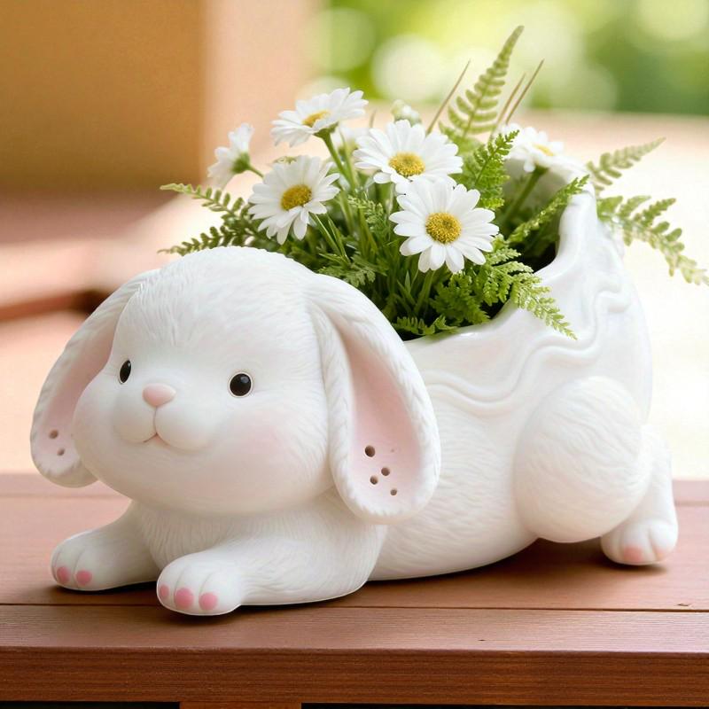 Silikon Gießform Osterhase Pflanzgefäß – Hasen Blumentopf Form für Beton, Raysin & Keraflott, Osterdeko DIY