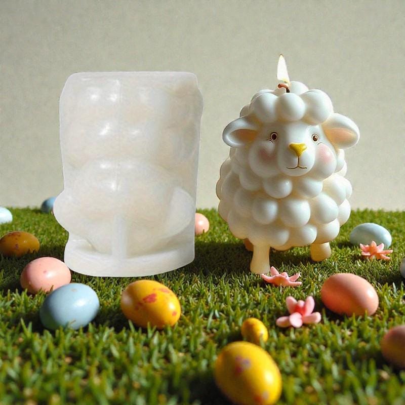 Kerzengießform "Osterlamm" aus Silikon – Blumen-Kerze selber machen | Für Sojawachs, Bienenwachs & Paraffin | Frühlings-Osterdeko