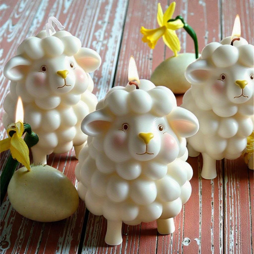 Kerzengießform "Osterlamm" aus Silikon – Blumen-Kerze selber machen | Für Sojawachs, Bienenwachs & Paraffin | Frühlings-Osterdeko