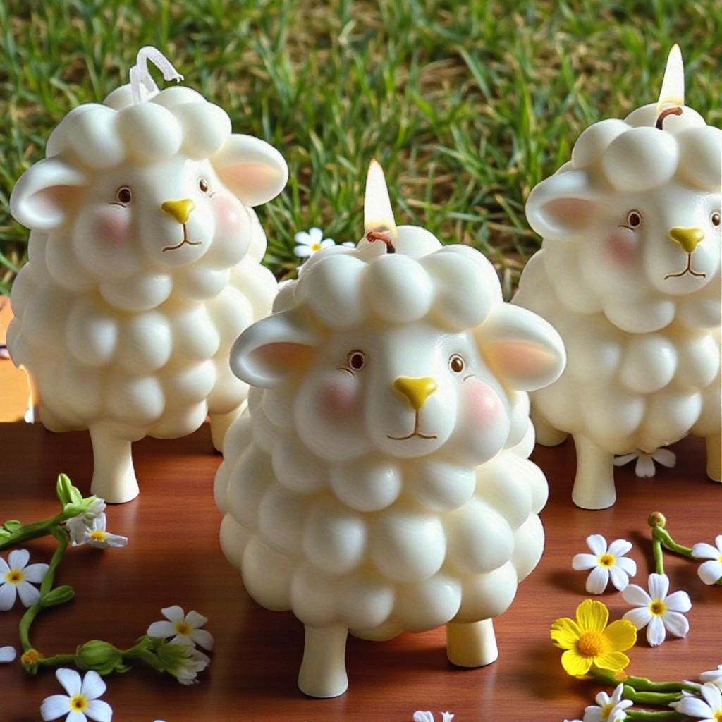 Kerzengießform "Osterlamm" aus Silikon – Blumen-Kerze selber machen | Für Sojawachs, Bienenwachs & Paraffin | Frühlings-Osterdeko