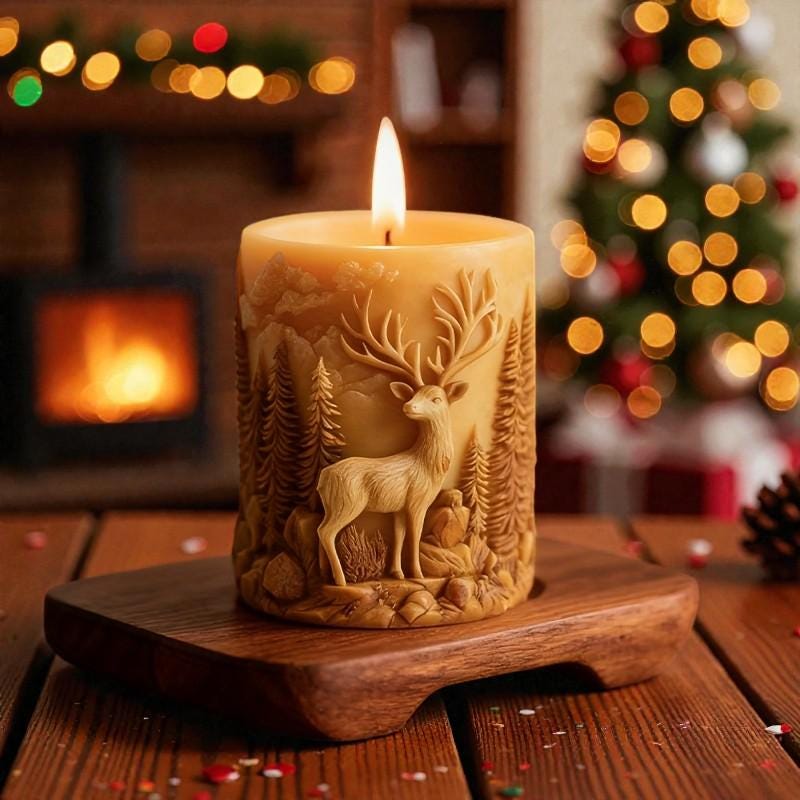 Kerzengießform Hirsch aus Silikon – 3D Kerzenform für DIY Kerzen, Winter & Weihnachtsdeko, Sojawachs/Bienenwachs