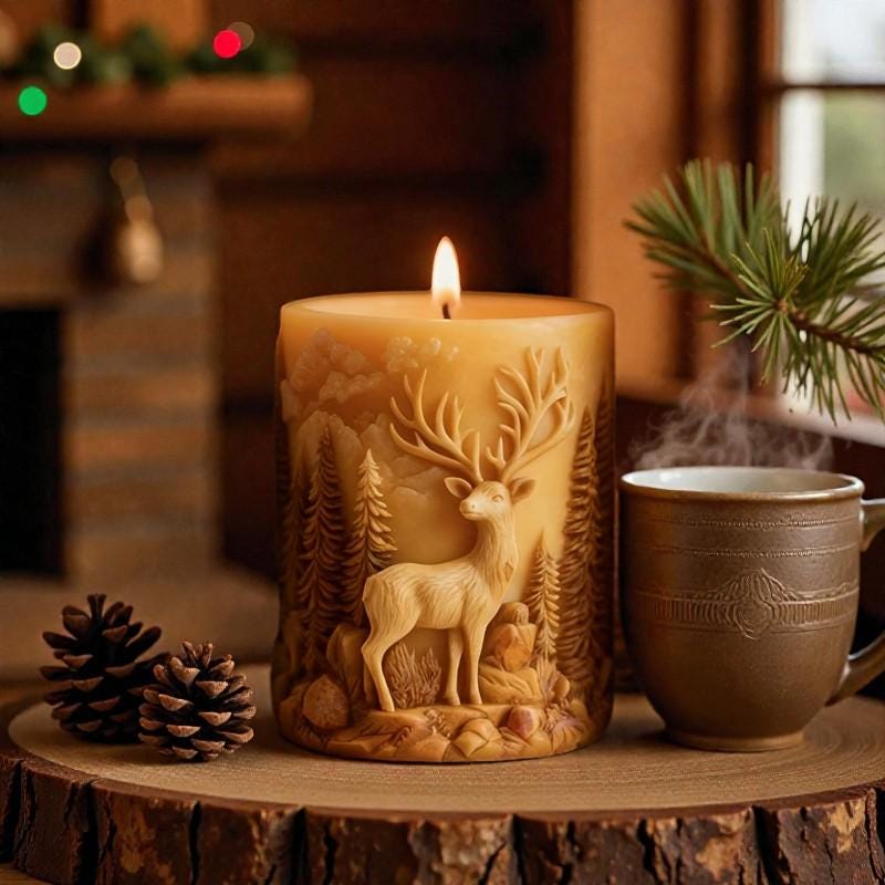 Kerzengießform Hirsch aus Silikon – 3D Kerzenform für DIY Kerzen, Winter & Weihnachtsdeko, Sojawachs/Bienenwachs