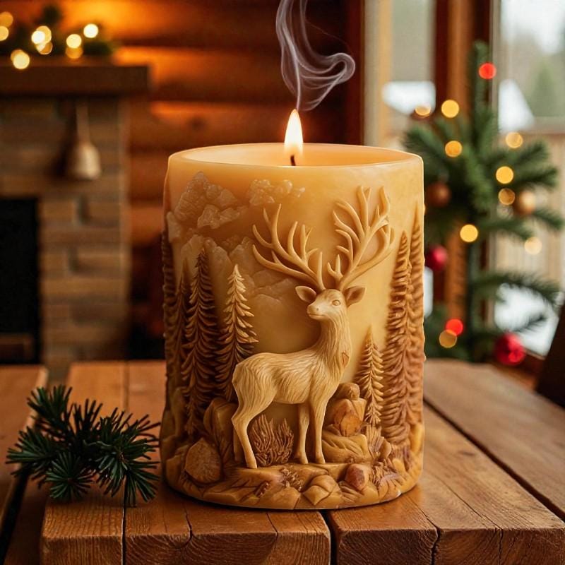 Kerzengießform Hirsch aus Silikon – 3D Kerzenform für DIY Kerzen, Winter & Weihnachtsdeko, Sojawachs/Bienenwachs