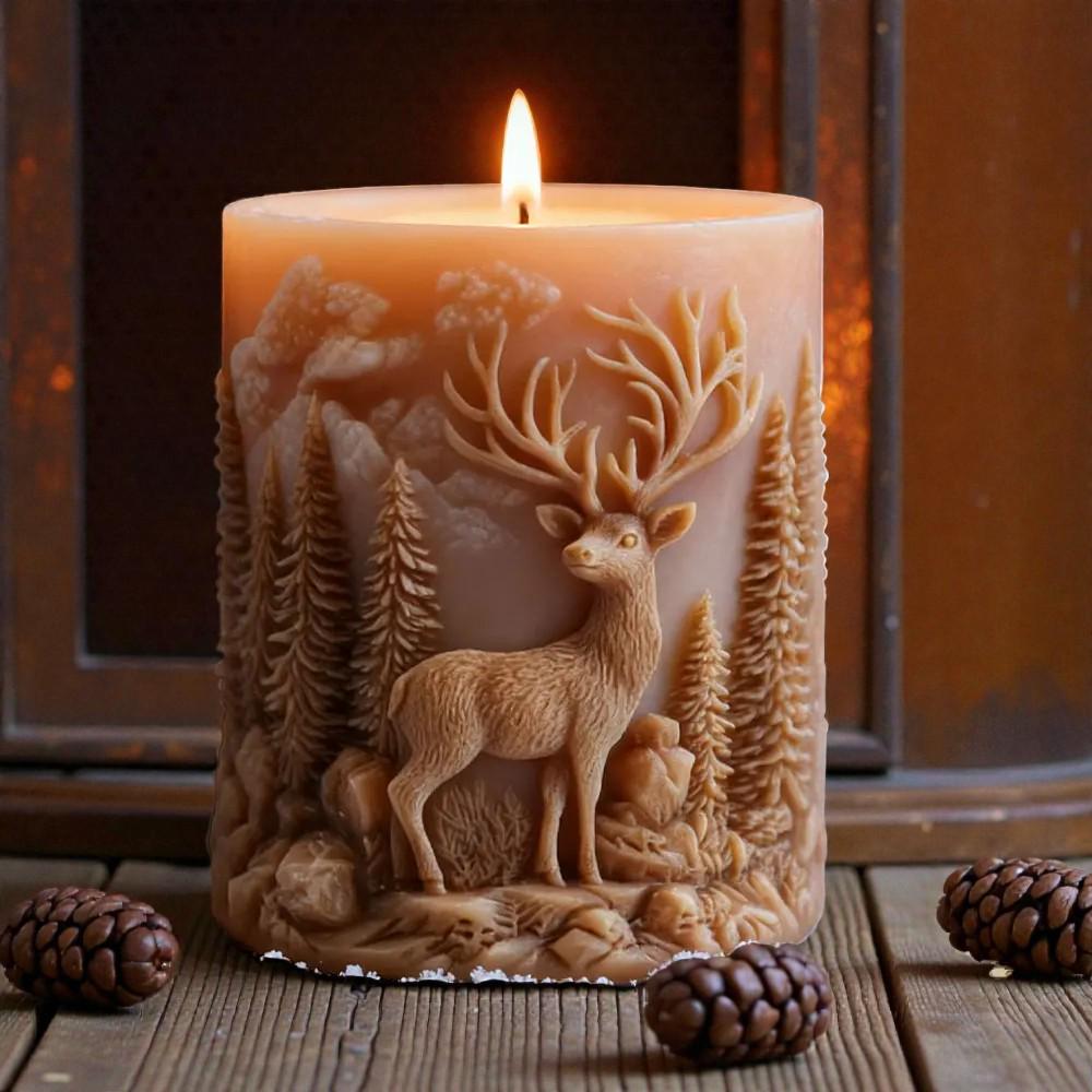 Kerzengießform Hirsch aus Silikon – 3D Kerzenform für DIY Kerzen, Winter & Weihnachtsdeko, Sojawachs/Bienenwachs