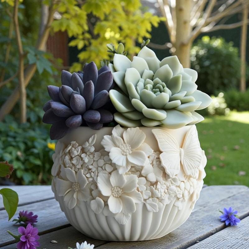 Silikonform Blumentopf / Pflanzgefäß (Blumenrelief) – Gießform für Raysin, Keraflott & Beton | DIY Frühlingsdeko