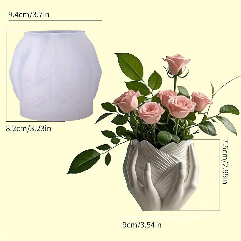 Silikon Gießform Herzvase mit zwei Händen, Blumentopf – Pflanzgefäß-Form für Beton/Raysin/Keraflott – wiederverwendbare, glatte Silikonform