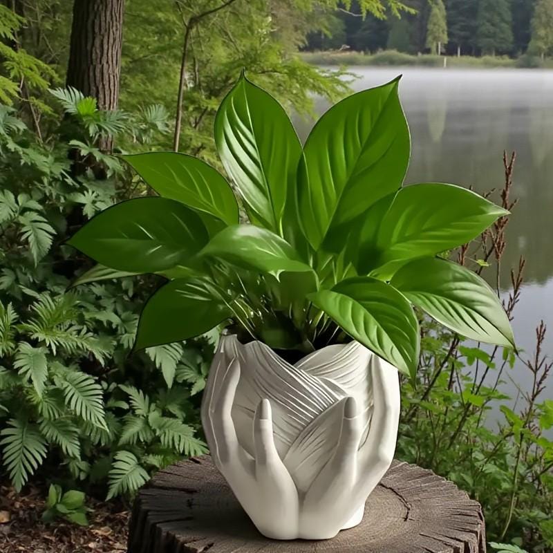 Silikon Gießform Herzvase mit zwei Händen, Blumentopf – Pflanzgefäß-Form für Beton/Raysin/Keraflott – wiederverwendbare, glatte Silikonform