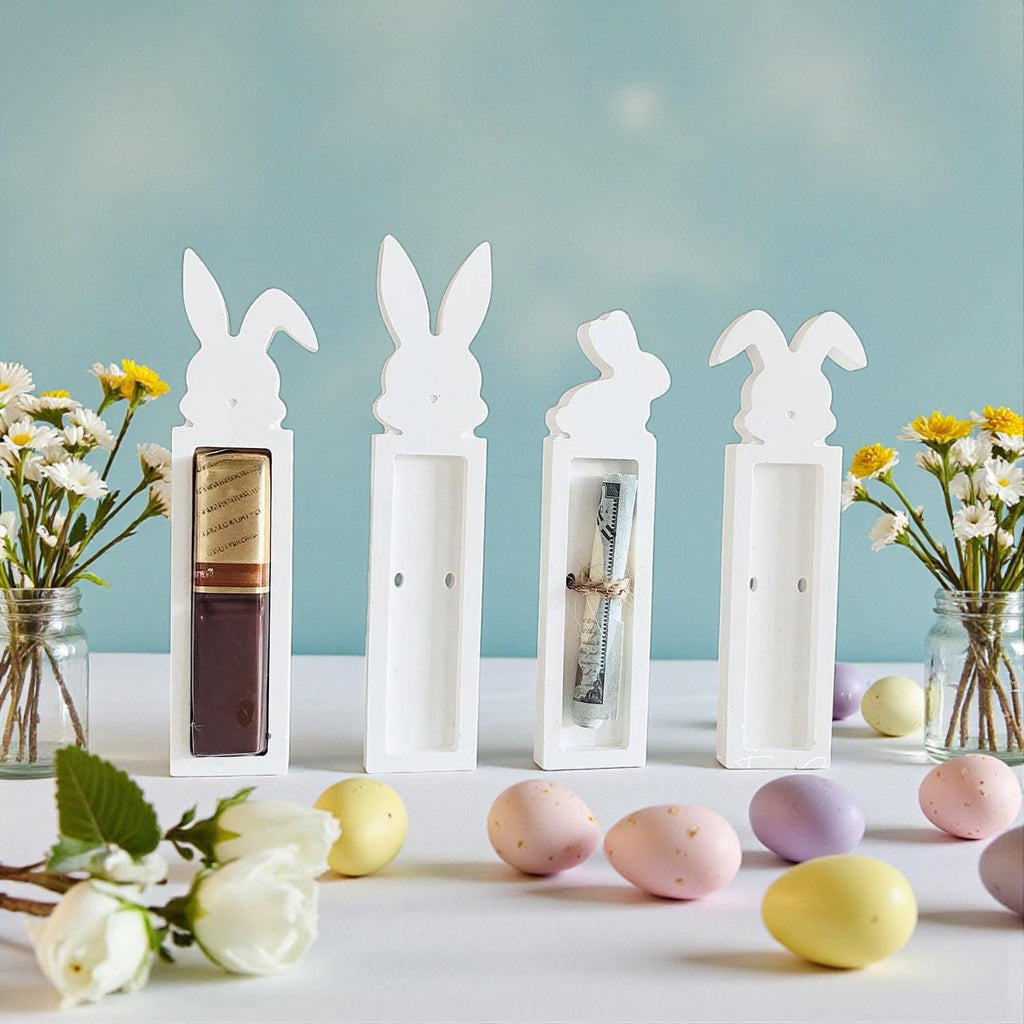 Silikonform Osterhase (4-fach) – Gießform Geschenkhalter für Schokoriegel & Geldgeschenk | Raysin/Keraflott
