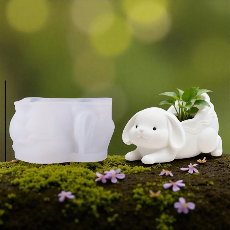 Silikon Gießform Osterhase Pflanzgefäß – Hasen Blumentopf Form für Beton, Raysin & Keraflott, Osterdeko DIY