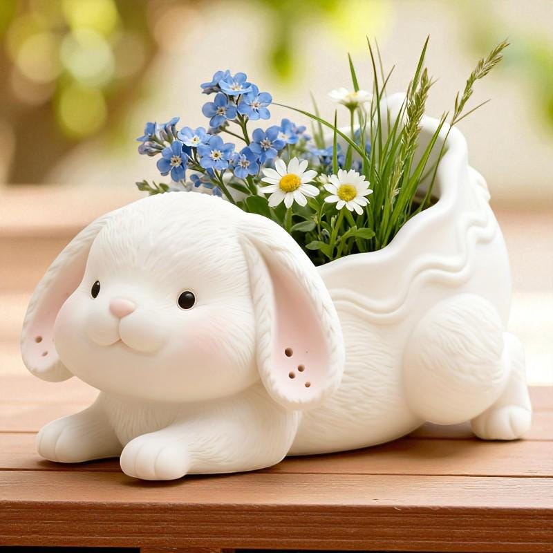 Silikon Gießform Osterhase Pflanzgefäß – Hasen Blumentopf Form für Beton, Raysin & Keraflott, Osterdeko DIY