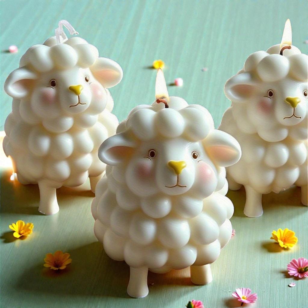 Kerzengießform "Osterlamm" aus Silikon – Blumen-Kerze selber machen | Für Sojawachs, Bienenwachs & Paraffin | Frühlings-Osterdeko