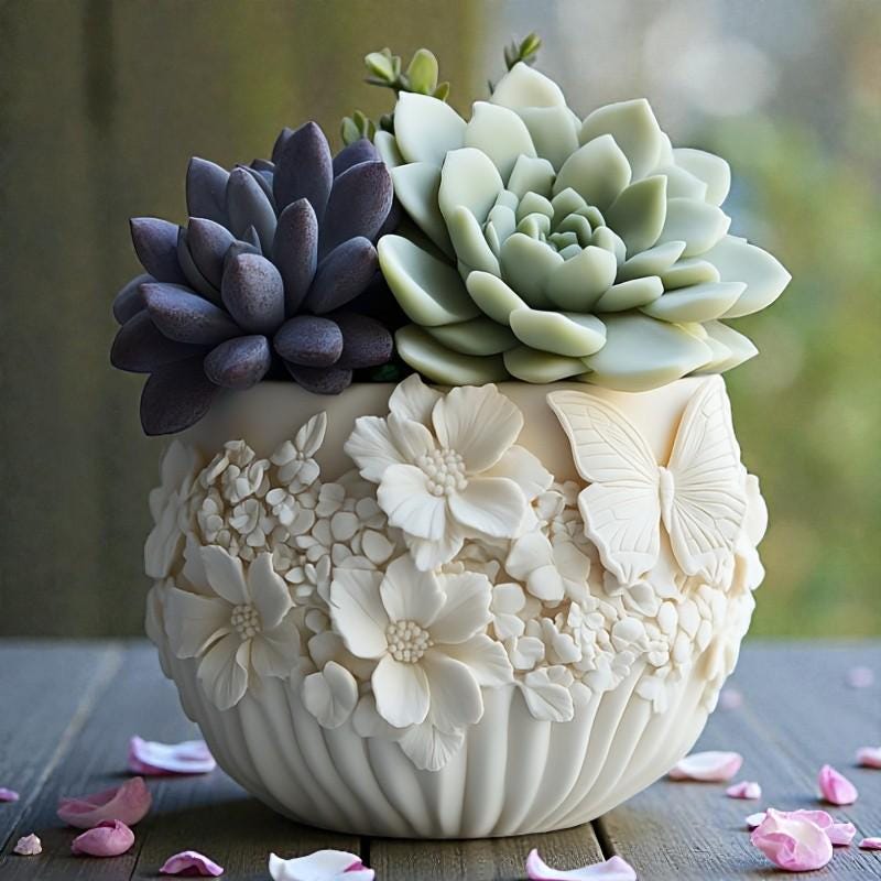 Silikonform Blumentopf / Pflanzgefäß (Blumenrelief) – Gießform für Raysin, Keraflott & Beton | DIY Frühlingsdeko