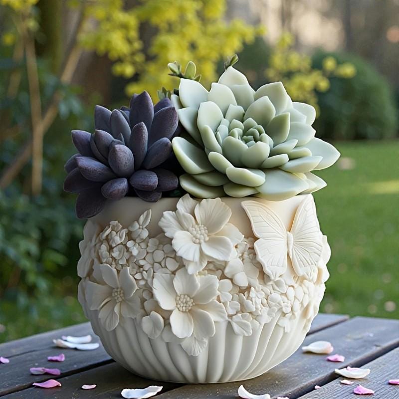 Silikonform Blumentopf / Pflanzgefäß (Blumenrelief) – Gießform für Raysin, Keraflott & Beton | DIY Frühlingsdeko
