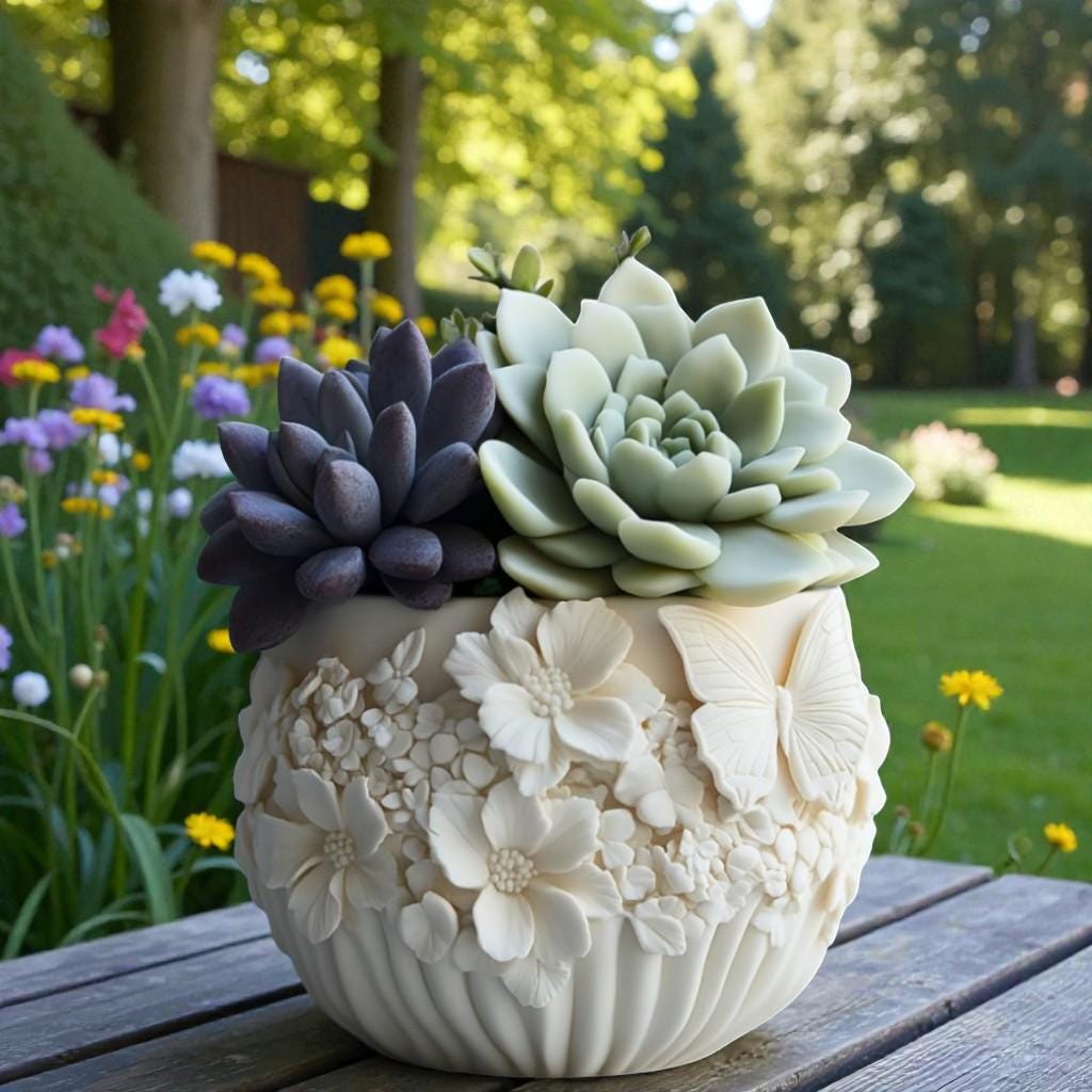 Silikonform Blumentopf / Pflanzgefäß (Blumenrelief) – Gießform für Raysin, Keraflott & Beton | DIY Frühlingsdeko