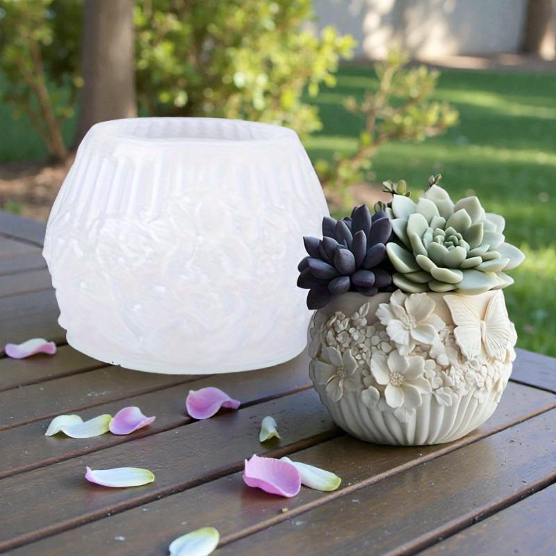 Silikonform Blumentopf / Pflanzgefäß (Blumenrelief) – Gießform für Raysin, Keraflott & Beton | DIY Frühlingsdeko