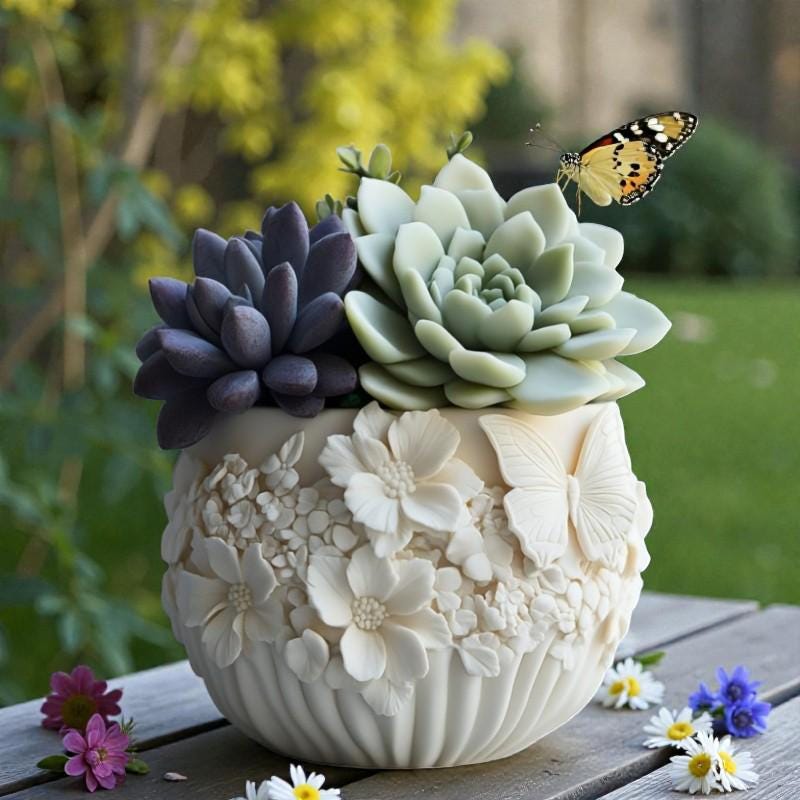 Silikonform Blumentopf / Pflanzgefäß (Blumenrelief) – Gießform für Raysin, Keraflott & Beton | DIY Frühlingsdeko