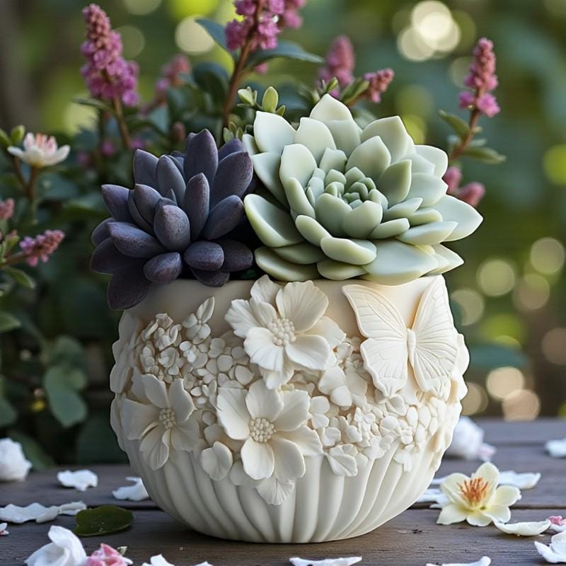 Silikonform Blumentopf / Pflanzgefäß (Blumenrelief) – Gießform für Raysin, Keraflott & Beton | DIY Frühlingsdeko