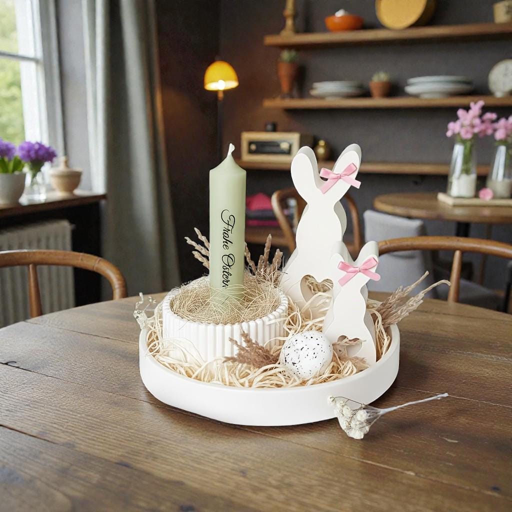 Silikon Gießformen Set 4teilig | Osterhase groß & klein + Schale/Nest + Eierbecher/ Kerzenhalter | Raysin Keraflott Form