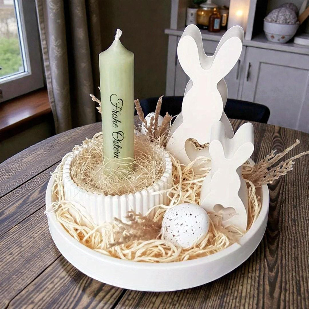 Silikon Gießformen Set 4teilig | Osterhase groß & klein + Schale/Nest + Eierbecher/ Kerzenhalter | Raysin Keraflott Form