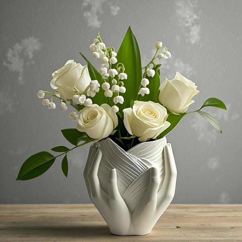 Silikon Gießform Herzvase mit zwei Händen, Blumentopf – Pflanzgefäß-Form für Beton/Raysin/Keraflott – wiederverwendbare, glatte Silikonform